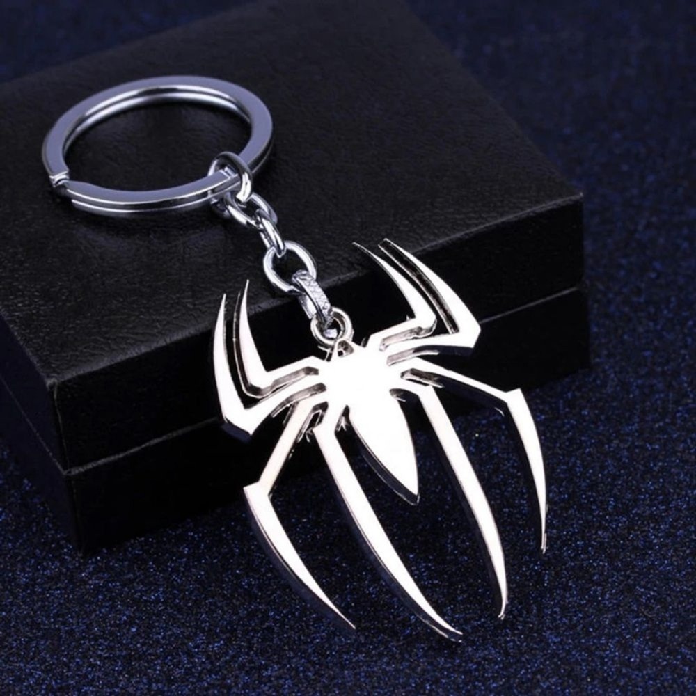 Marvel Spider-Man Keychain Unisex Silver Metal Spider Pendant Gift Superhero New